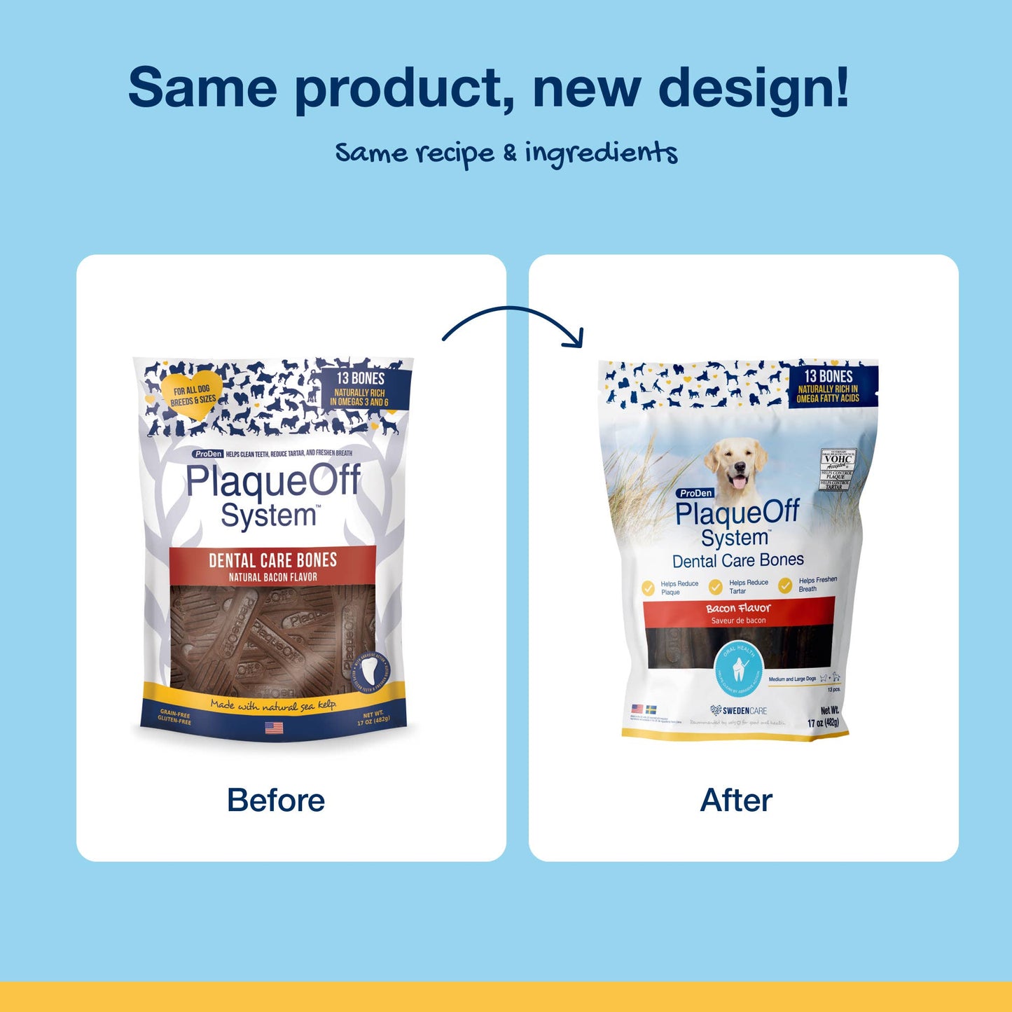 ProDen PlaqueOff® Dental Care Bones - Natural Bacon