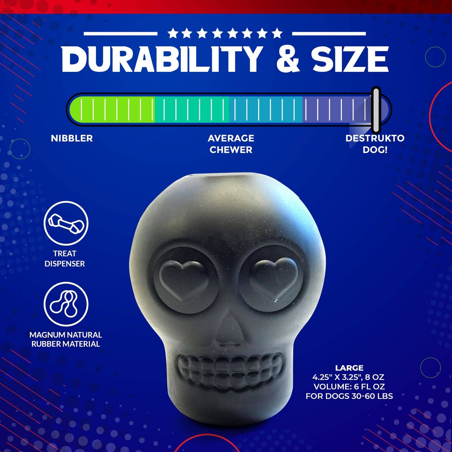 Halloween Skull Treat Dispensing Rubber Toy