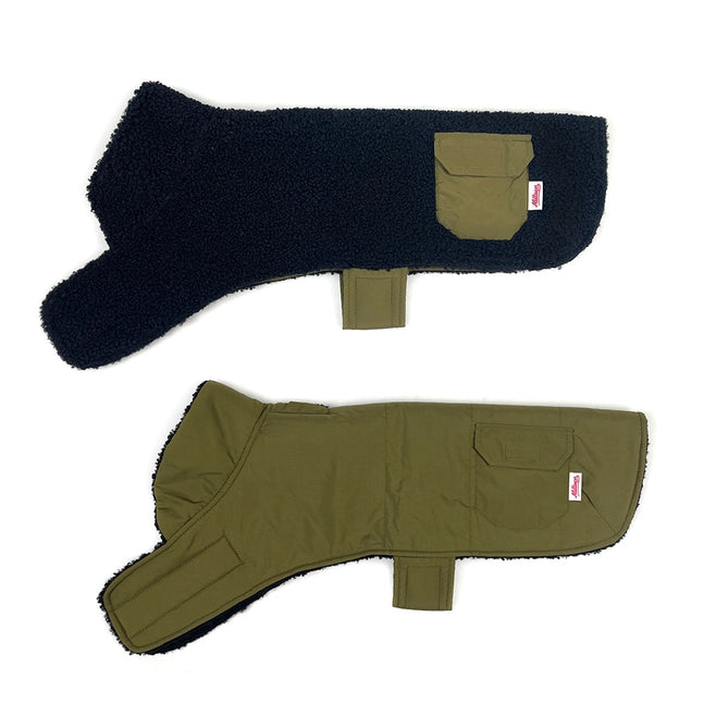 Milltown Reversible Puffy/Fleece Winter Coat in Black/Olive