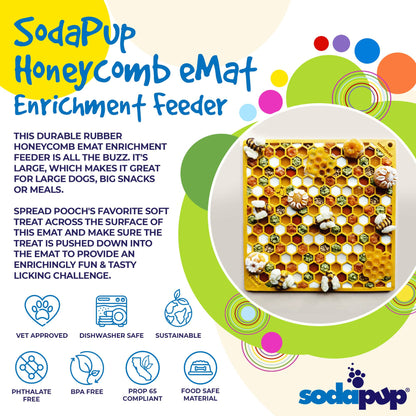 Honeycomb Design Emat Enrichment Licking Mat - Yellow - Larg: Large