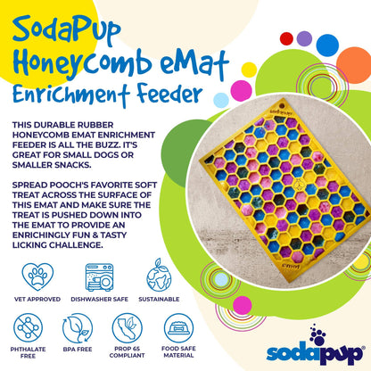 Honeycomb Design Emat Enrichment Licking Mat - Yellow - Larg: Large