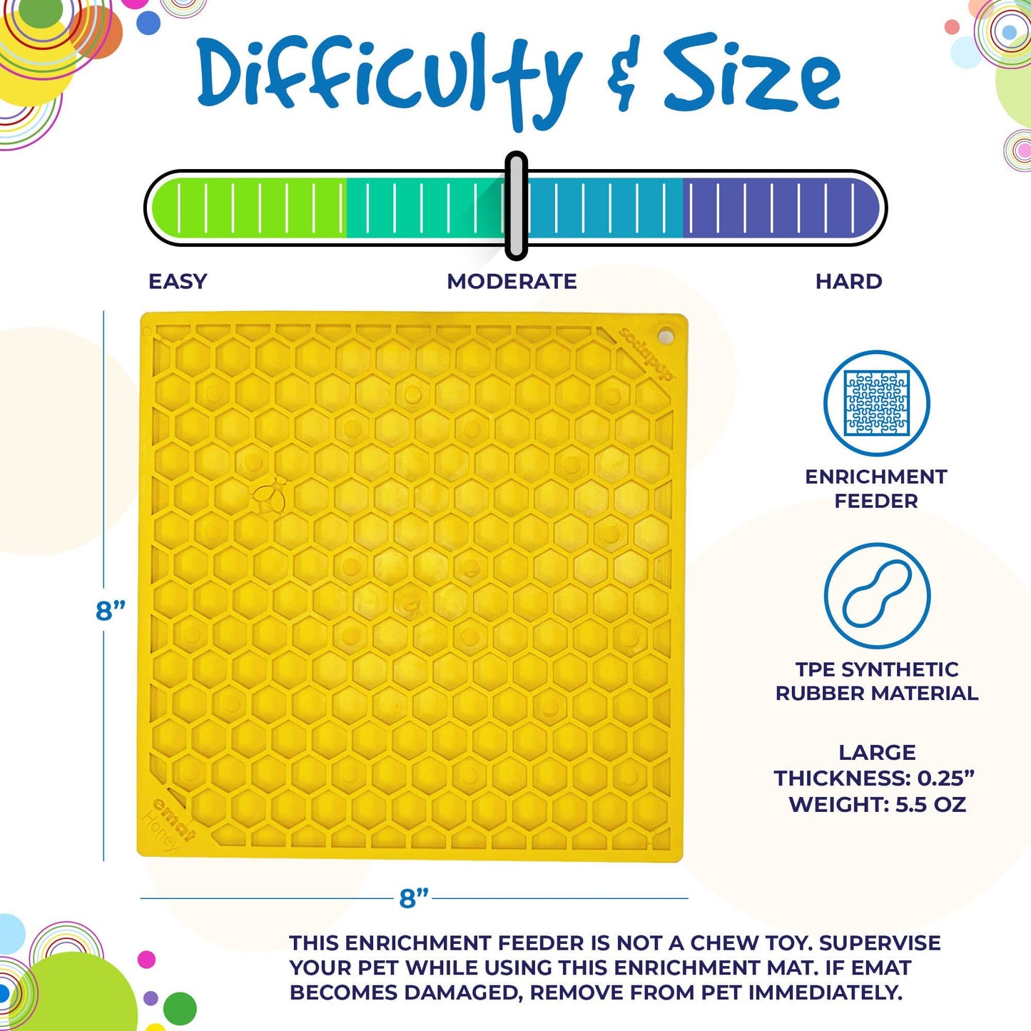 Honeycomb Design Emat Enrichment Licking Mat - Yellow - Larg: Large
