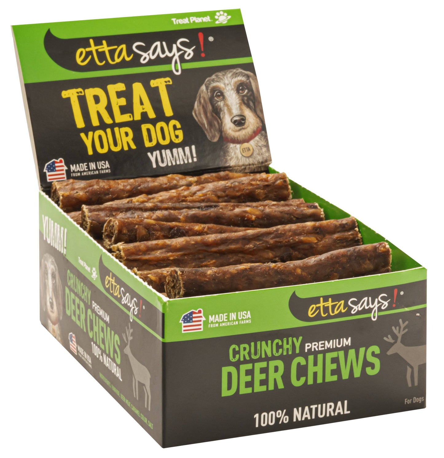 Etta Says! Crunchy Deer Dog Chews 4in Sticks