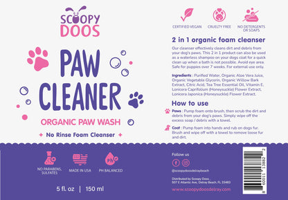 Organic No Rinse Foaming Paw Cleanser For Dogs