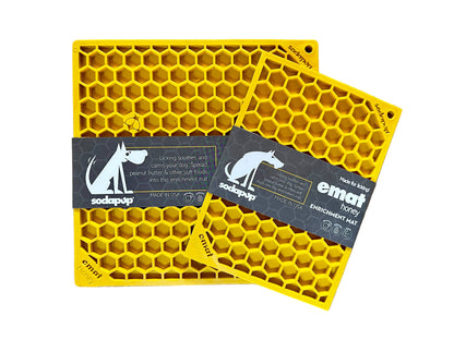 Honeycomb Design Emat Enrichment Licking Mat - Yellow - Larg: Large