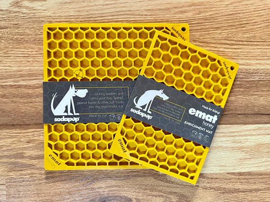 Honeycomb Design Emat Enrichment Licking Mat - Yellow - Larg: Large