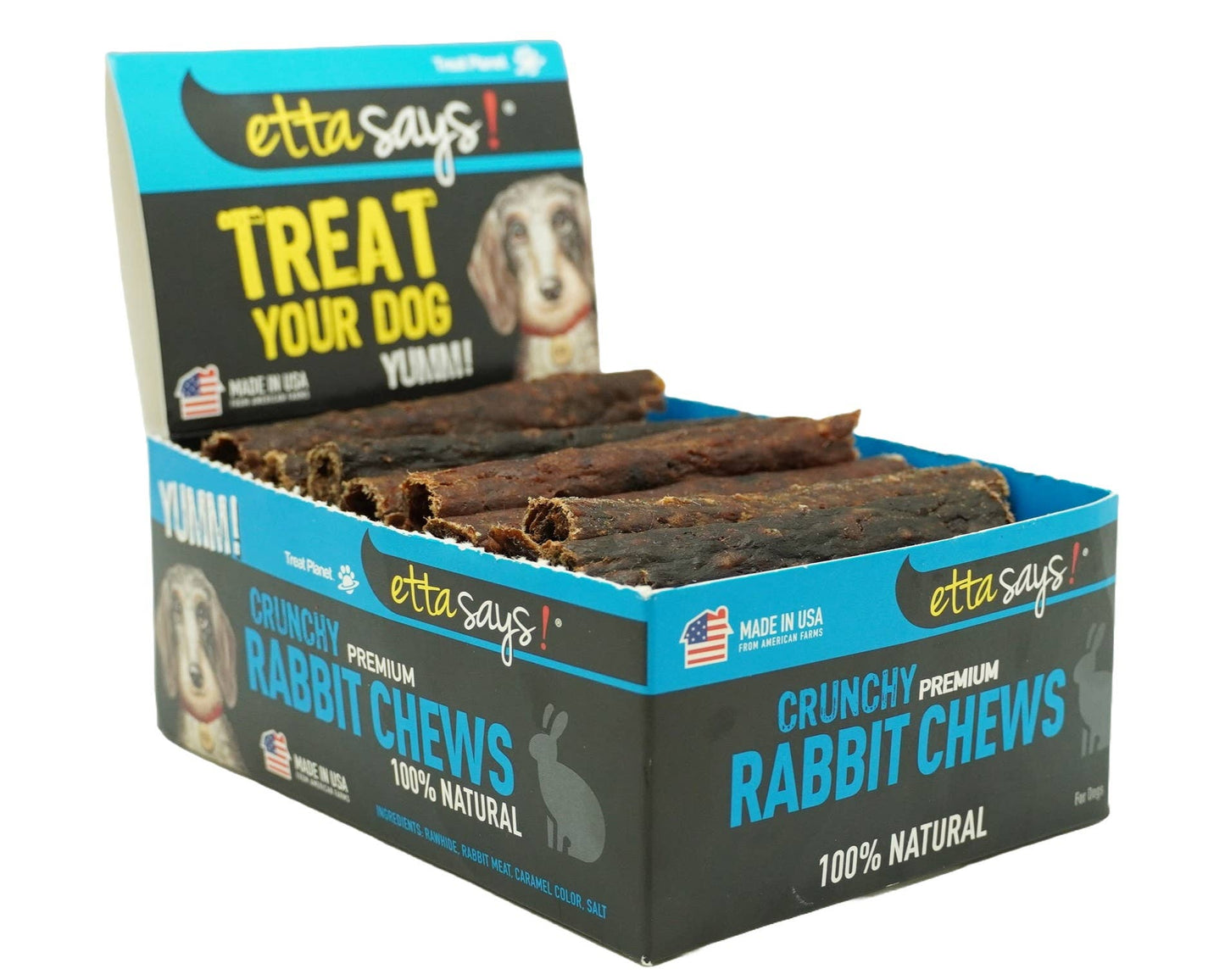 Etta Says! Crunchy Rabbit Dog Chews 4in