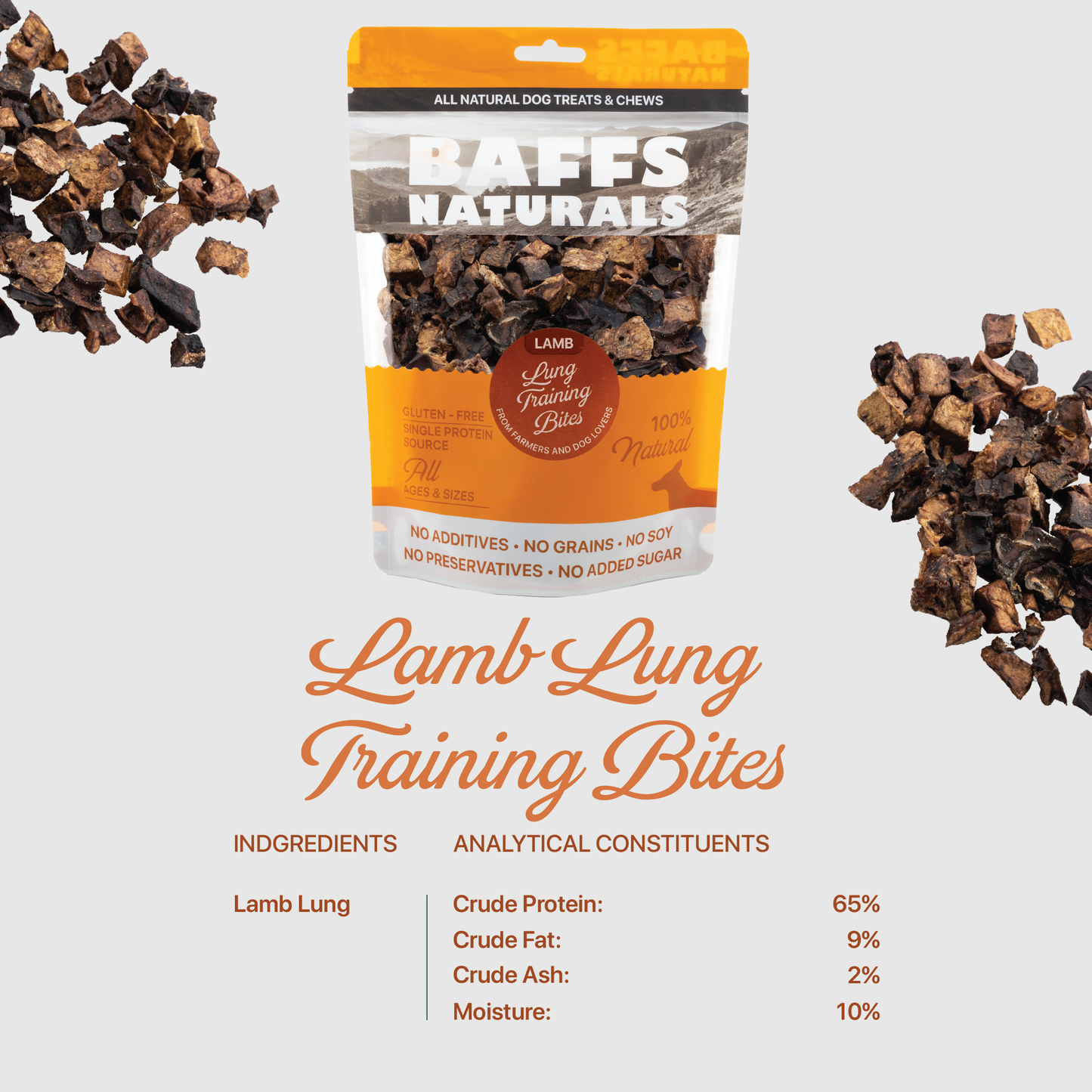All-Natural Lamb Lung Training Bites Dog Chews (7oz Bag)