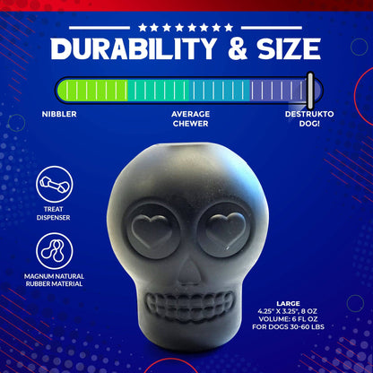 Halloween Skull Treat Dispensing Rubber Toy