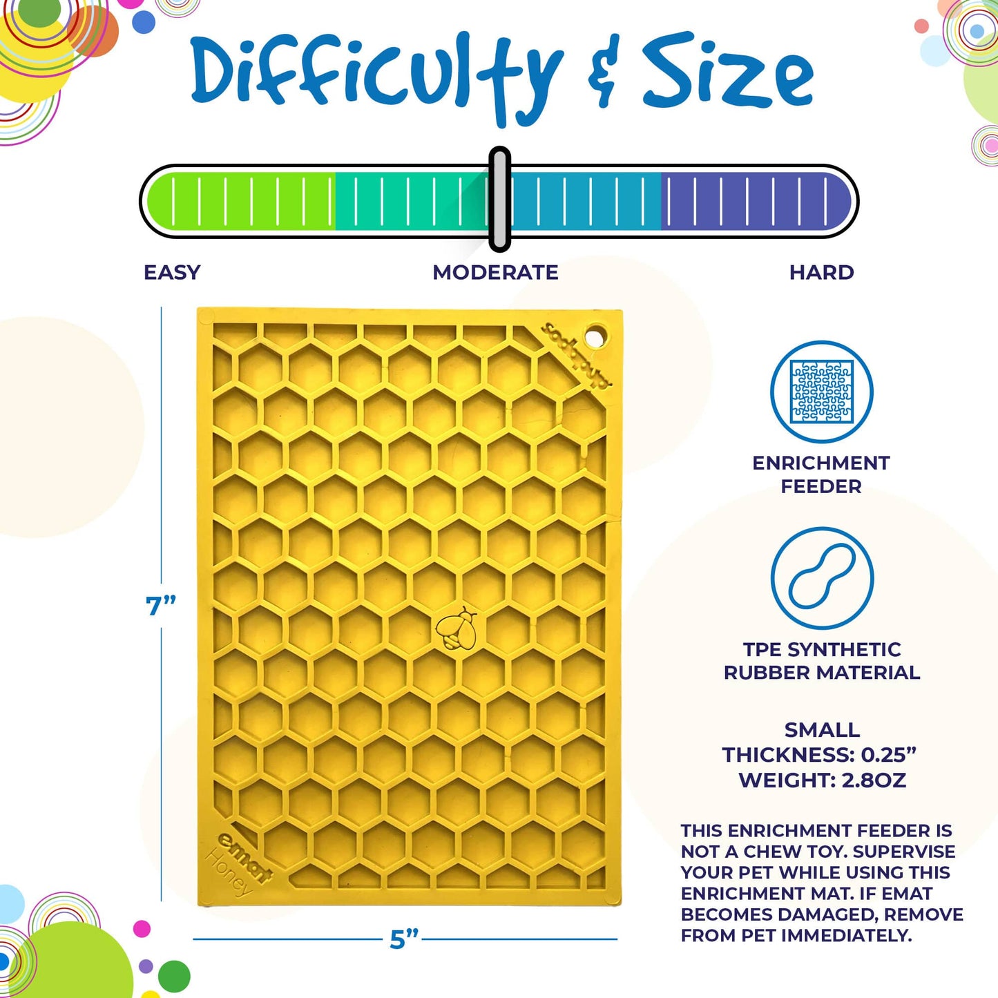 Honeycomb Design Emat Enrichment Licking Mat - Yellow - Larg: Large