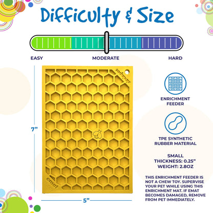 Honeycomb Design Emat Enrichment Licking Mat - Yellow - Larg: Large