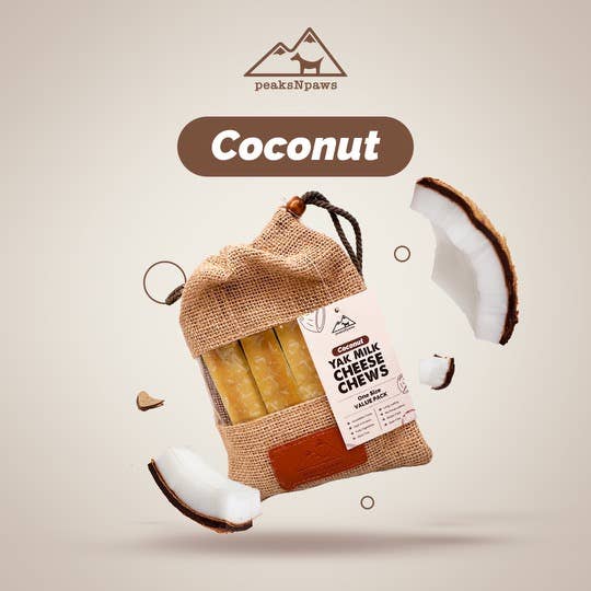 Large Flavored Yak Chews- Pumpkin, Honey, Turmeric, Coconut, Flaxseed or Strawberry