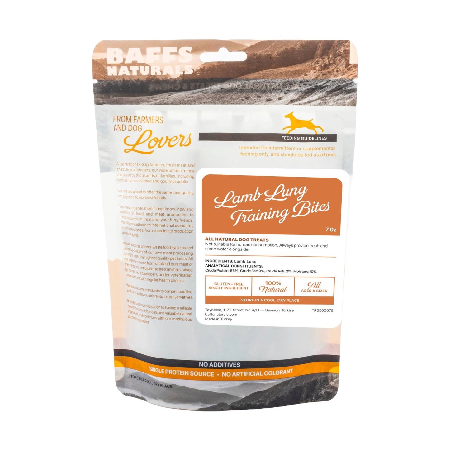 All-Natural Lamb Lung Training Bites Dog Chews (7oz Bag)