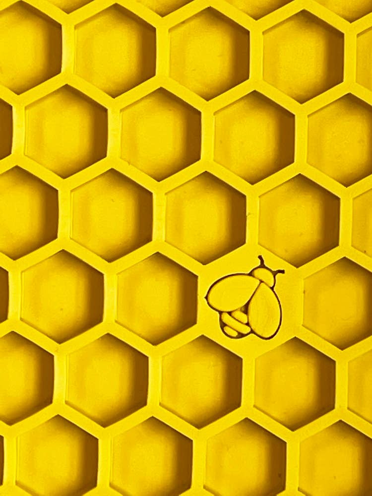 Honeycomb Design Emat Enrichment Licking Mat - Yellow - Larg: Large