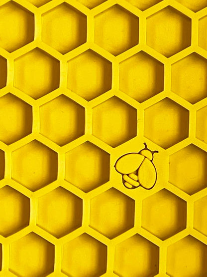 Honeycomb Design Emat Enrichment Licking Mat - Yellow - Larg: Large